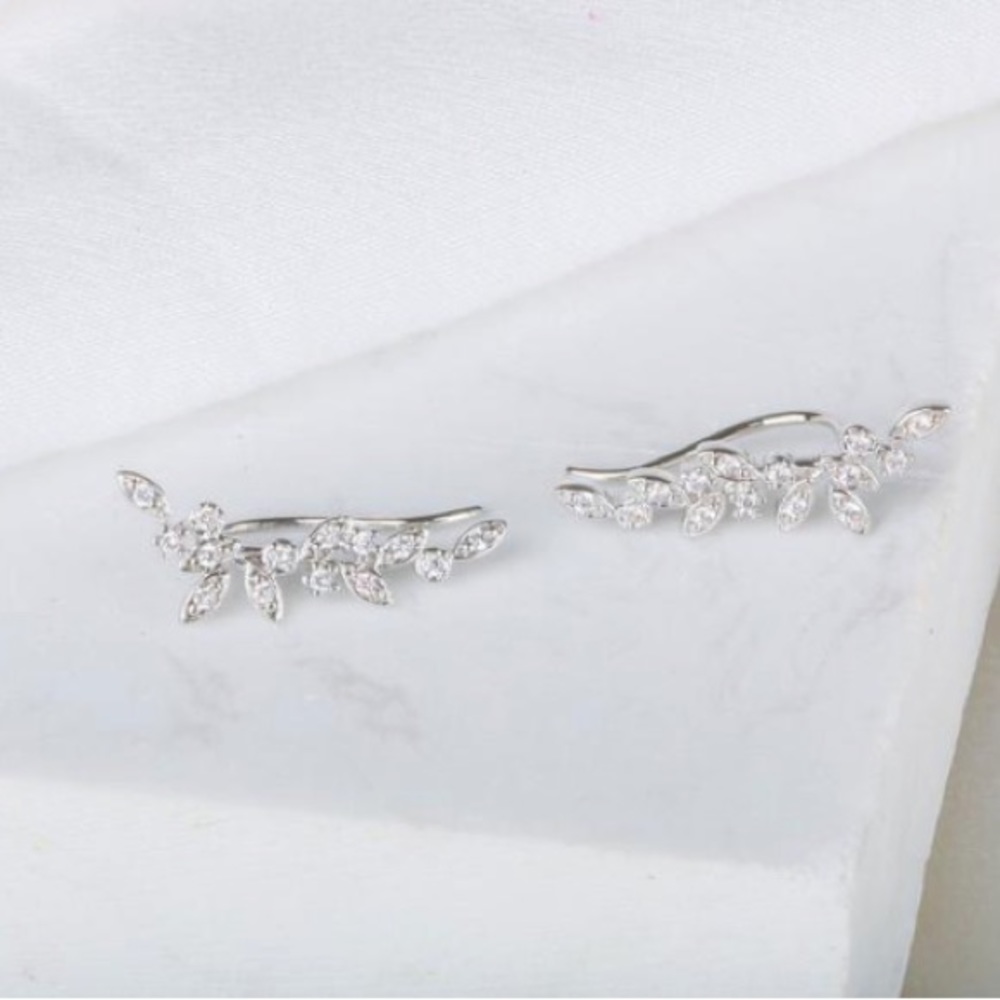 Vine ear climber earrings - Silver